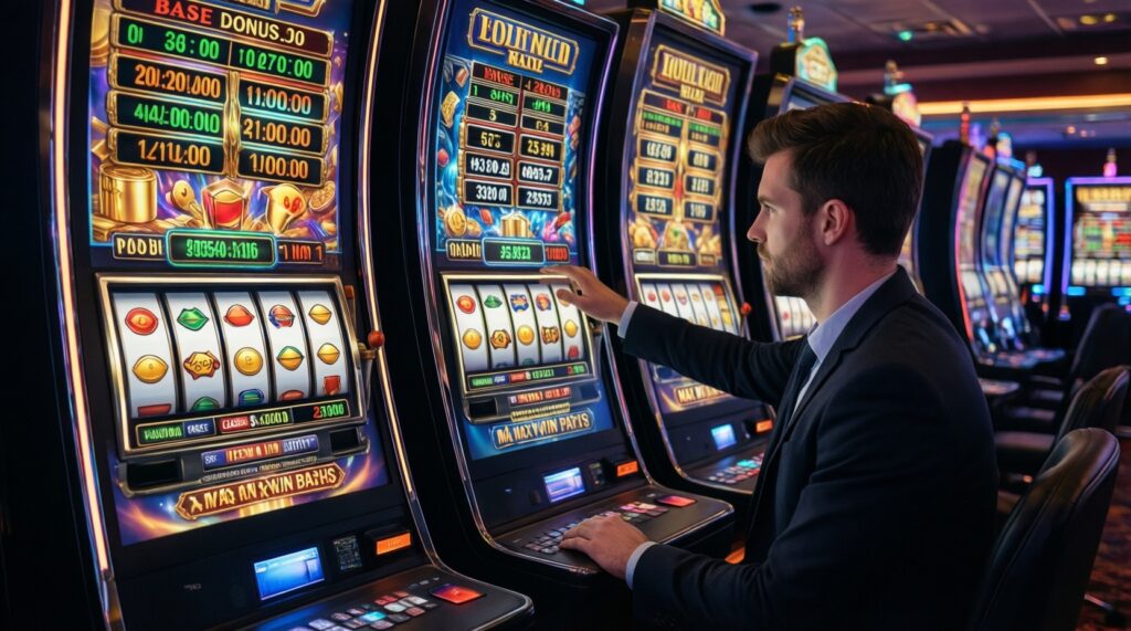 - การอ่านตารางการจ่าย (Paytable) แบบมือโปร: ค่าเดิมพัน, ค่าจ่ายสูงสุด, ฟีเจอร์ซ่อน - иллюстрация